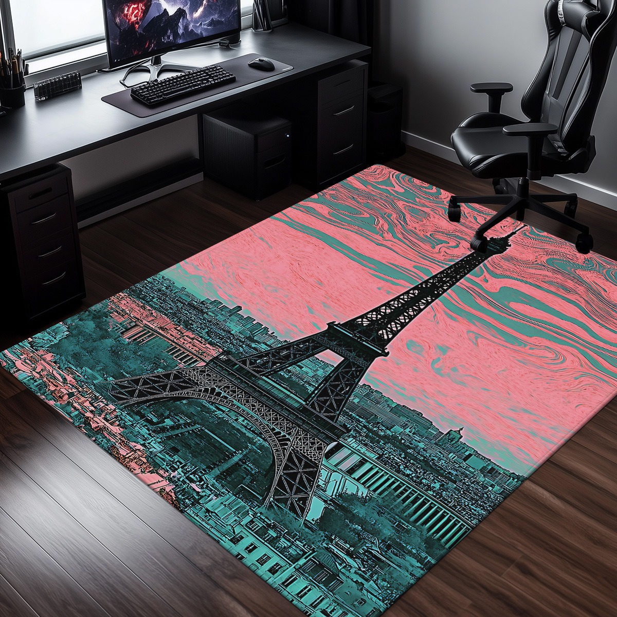Home Textiles Paris - Crystal Velvet Rug Eiffel Tower Paris