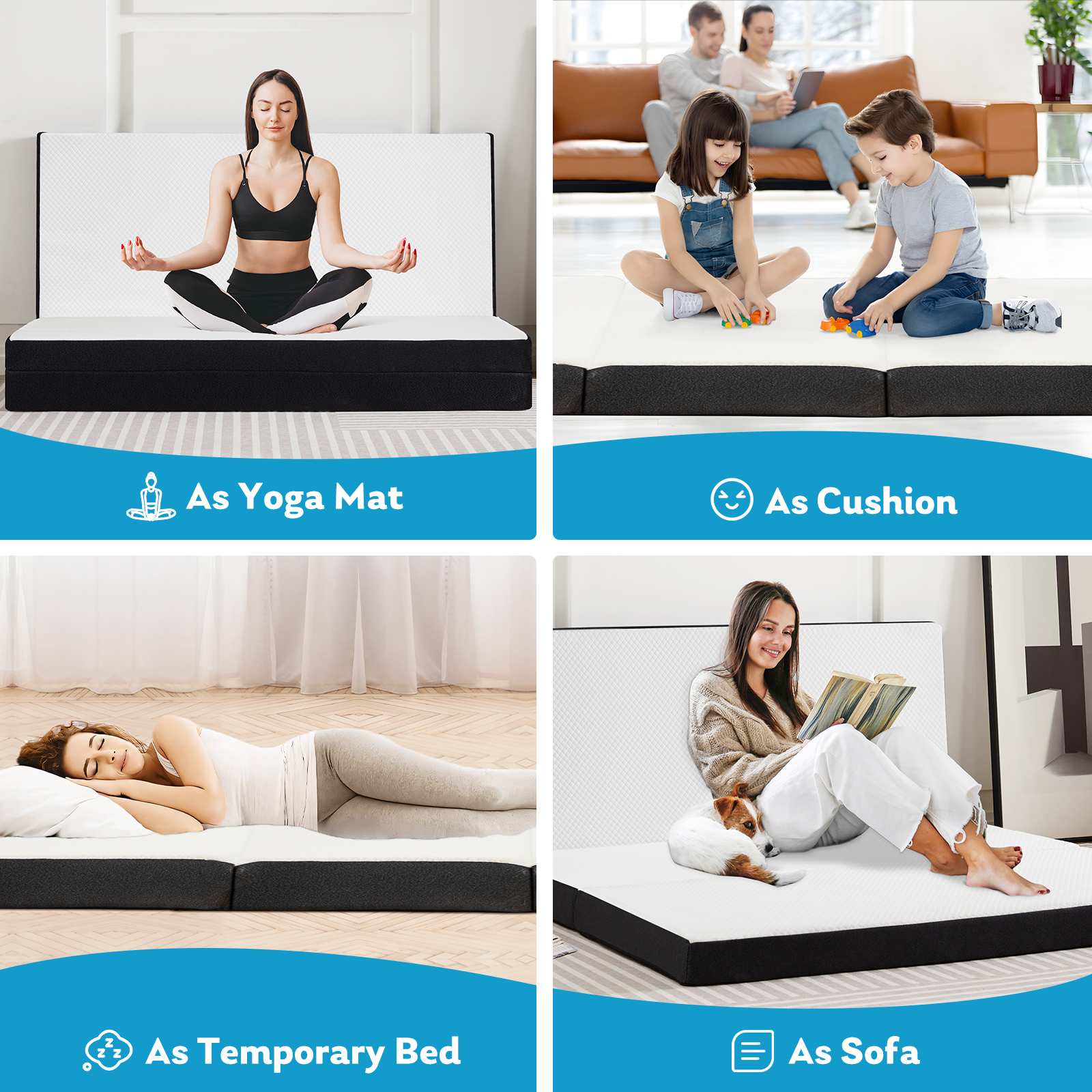 JHK Three Fold Portable Floor  - đánh giá và giá Mattress Pad Topper